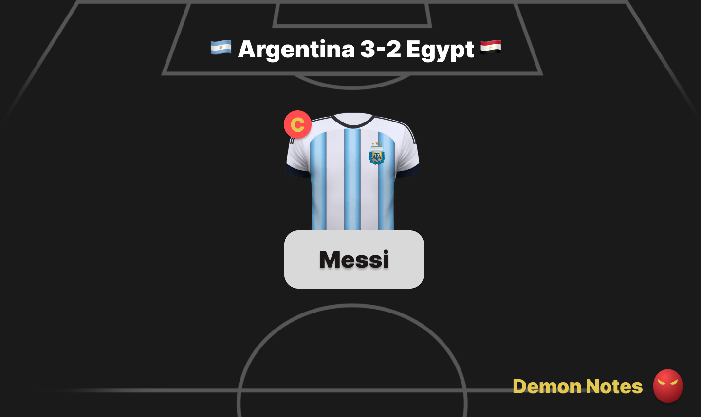 Argentina 3-2 Egypt World Cup Fantasy Demon Notes graphic