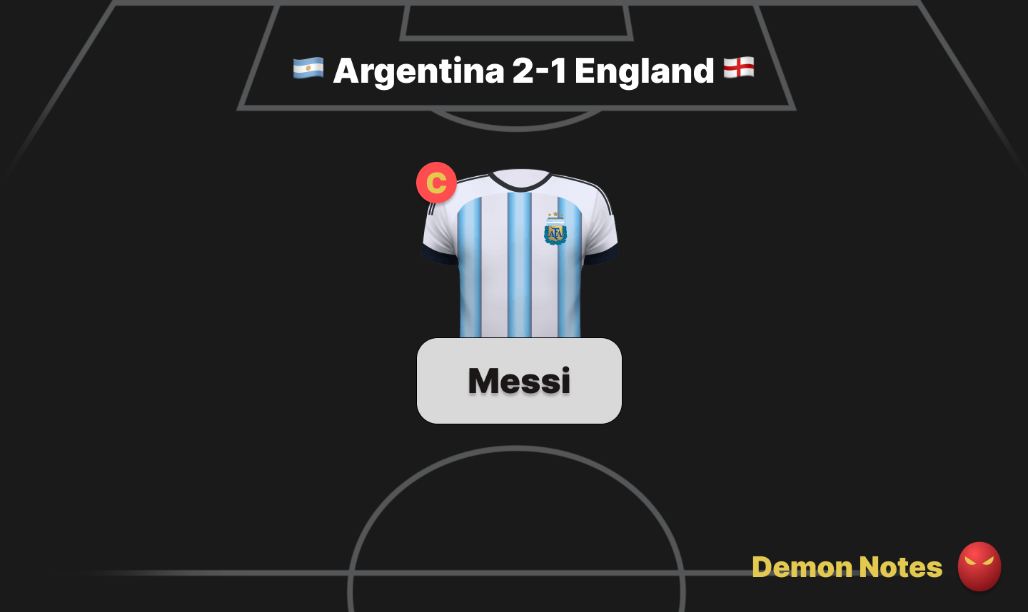 Argentina v England World Cup Fantasy Demon Notes graphic